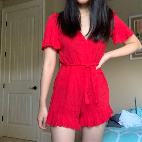 Red Ruffle Romper - Picture 3 of 4